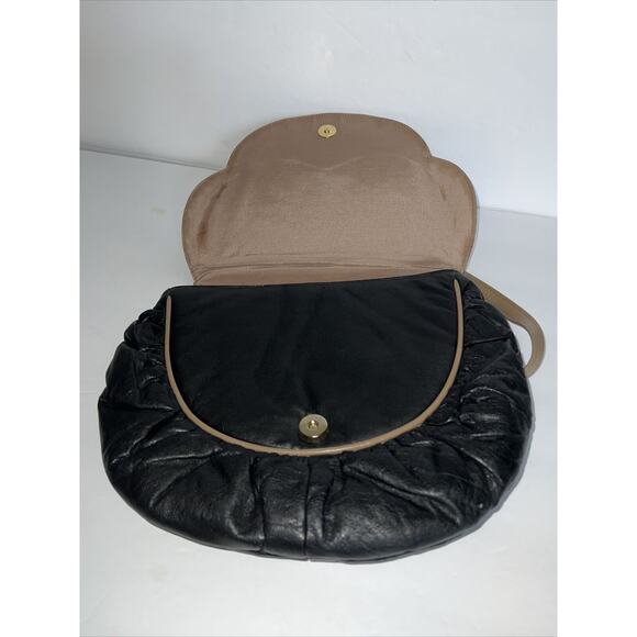 Timmy Woods 1977 Beverly Hills Vintage Black Leather Purse w/Tan Trim - Picture 6 of 8